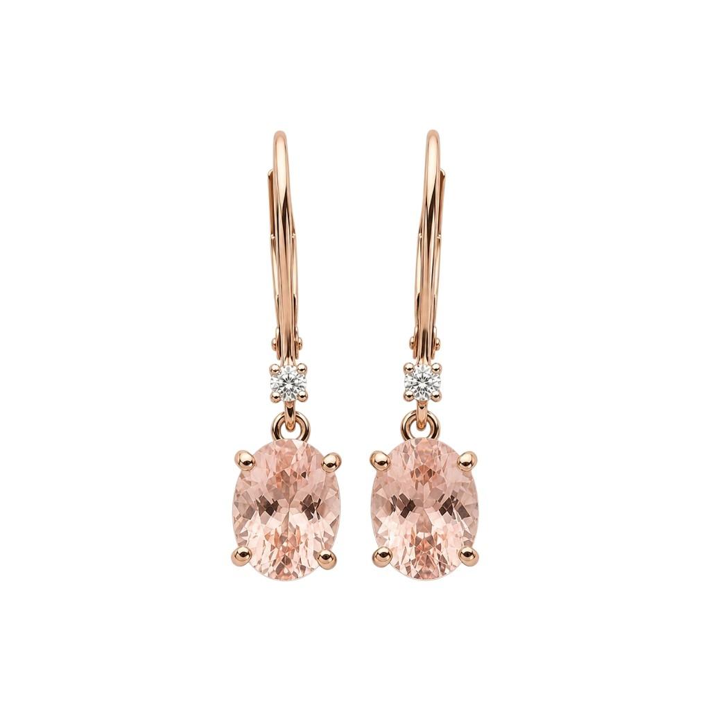 Minđuše morganit 2.40ct lab dia 0.07ct