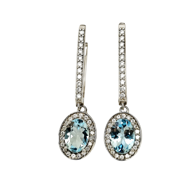 Minđuše sa akvamarinom i brilijantima