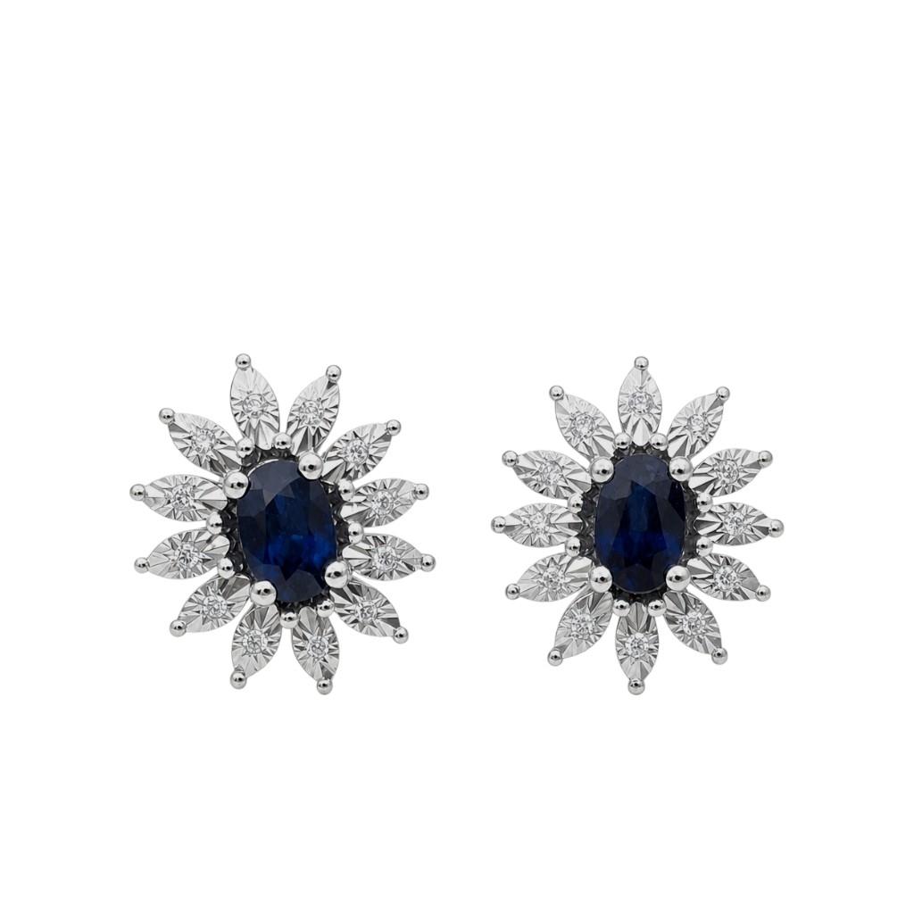 Minđuše safir 1.40ct dia 0.14ct