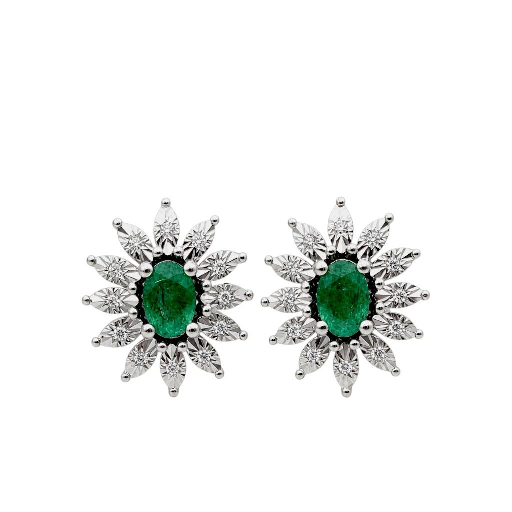 Minđuše smaragd 0.80ct dia 0.14ct