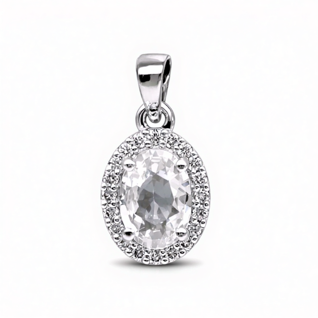 Privezak sa belim safirom i brilijantima