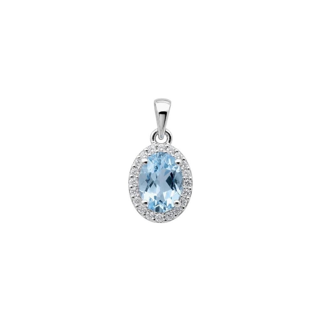 Privezak Sky blue topaz 0.90ct brilijanti 0.12ct