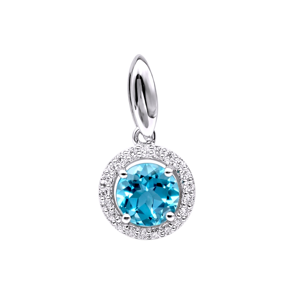 Privezak swiss blue topaz i brilijanti