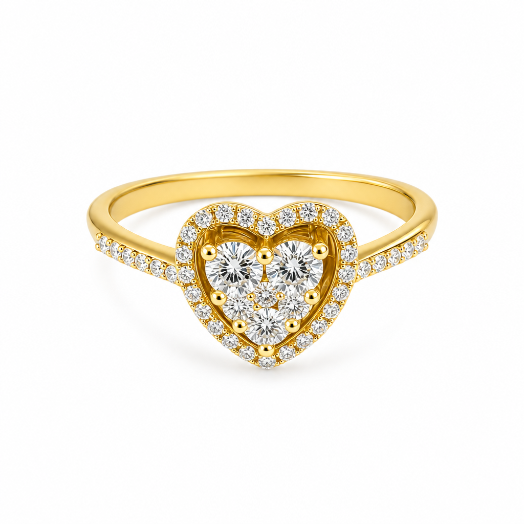 Prsten gold diamond heart