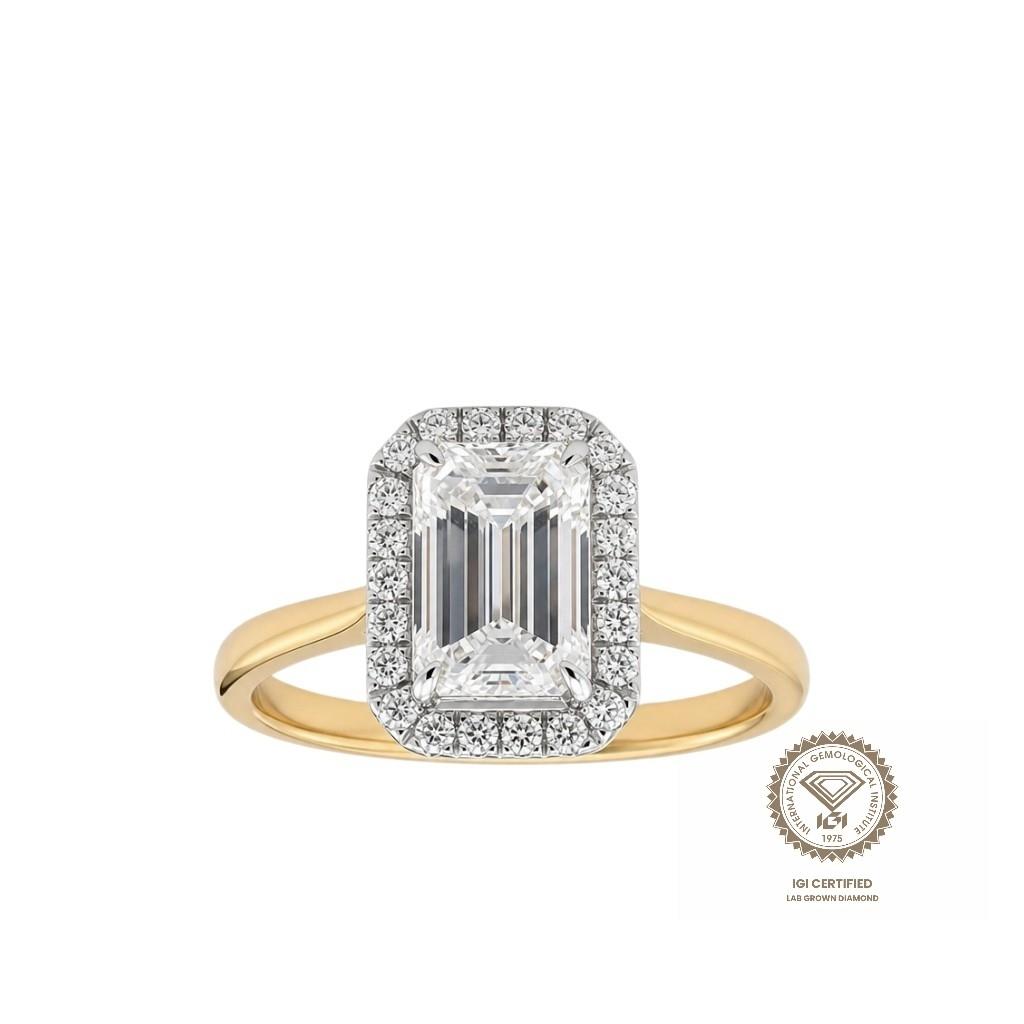 Prsten lab emerald 1.51ct round 0.21ct