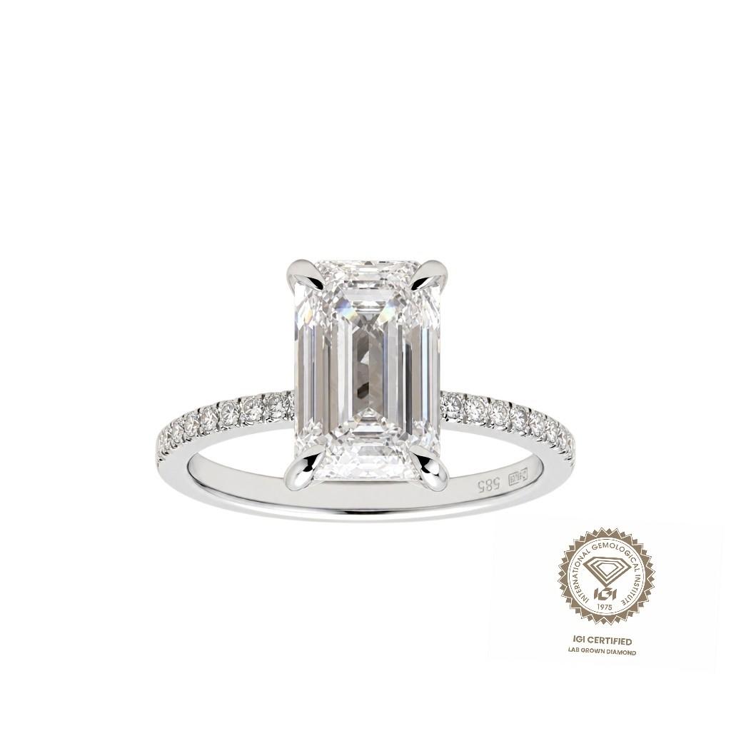 Prsten lab Emerald 3,01ct dia 0,14ct