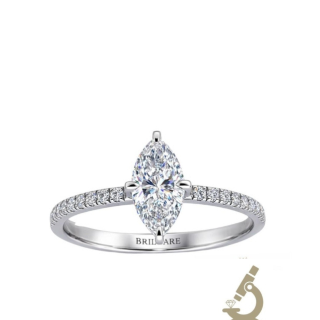 Prsten lab Marquise 0,57ct round 0,14ct