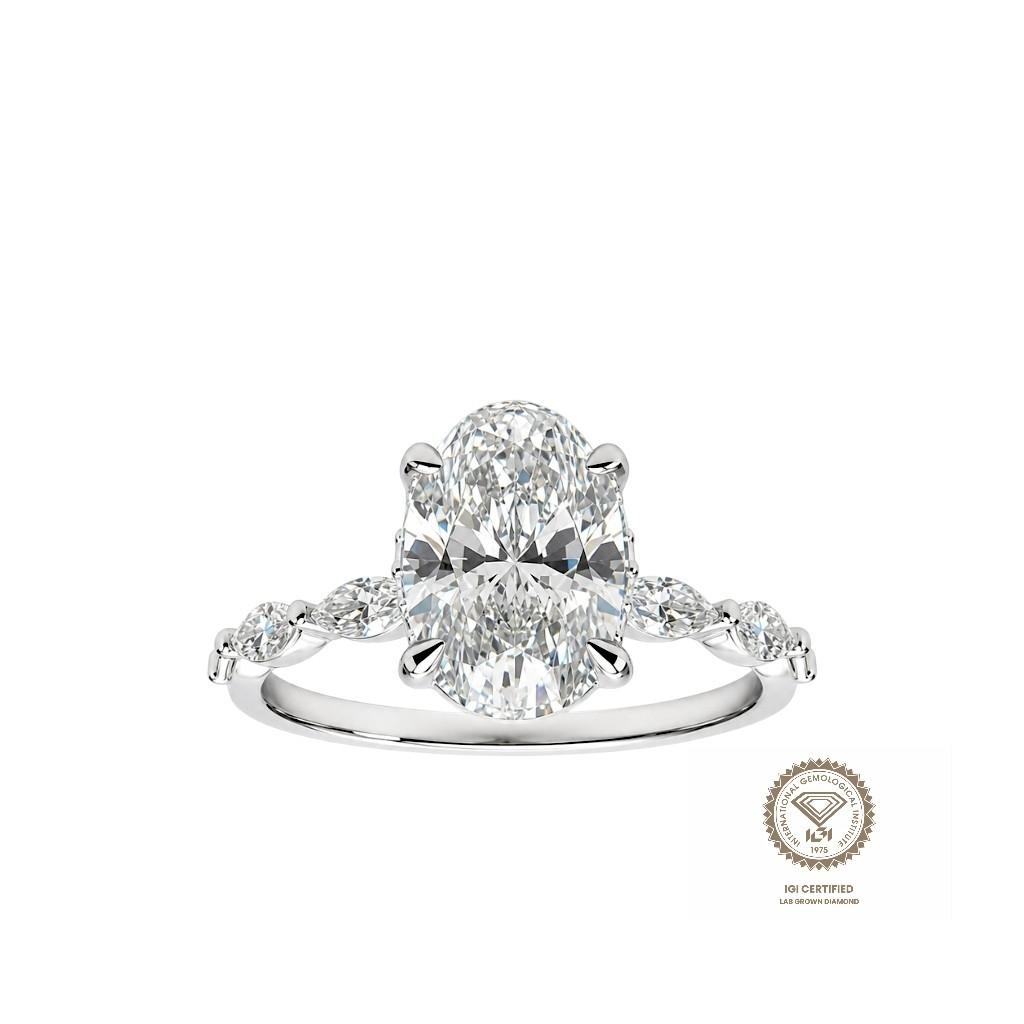 Prsten lab Oval 2.04ct marquise 0.35ct