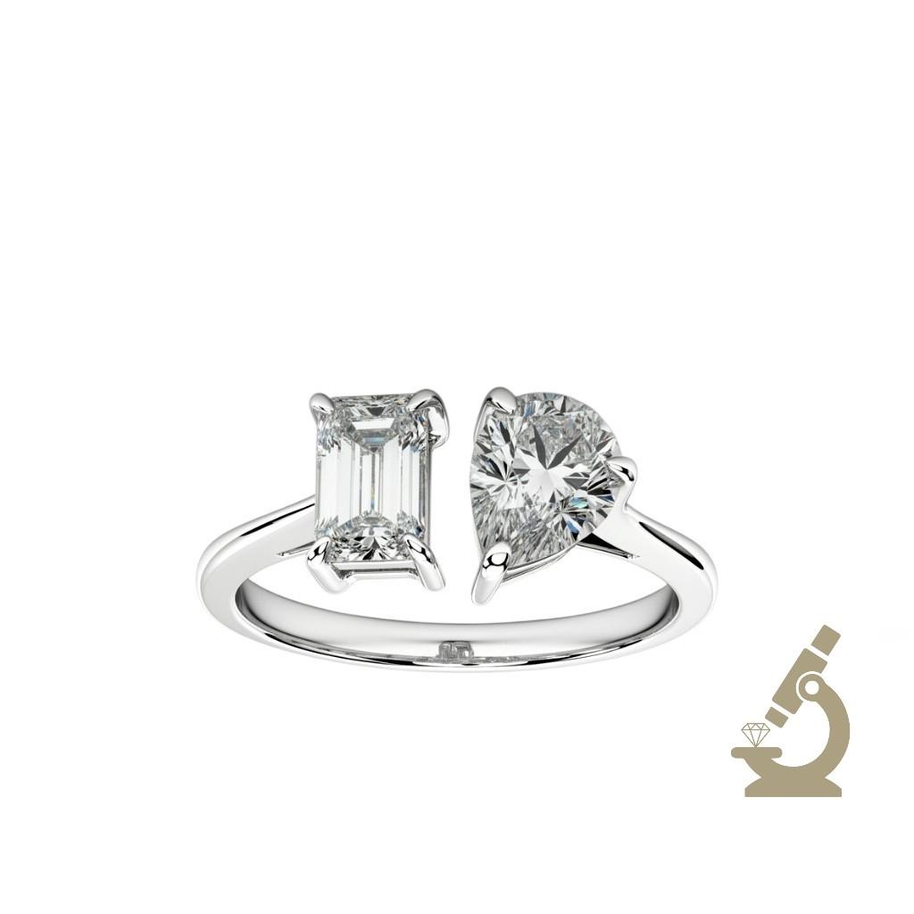 Prsten lab Pear 0.88ct emerald 0.68ct