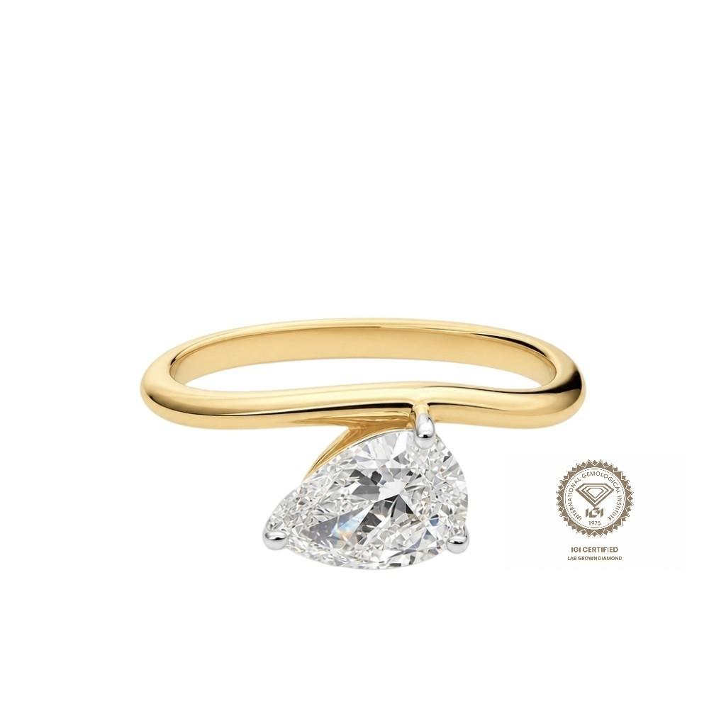 Prsten lab pear 1.01ct