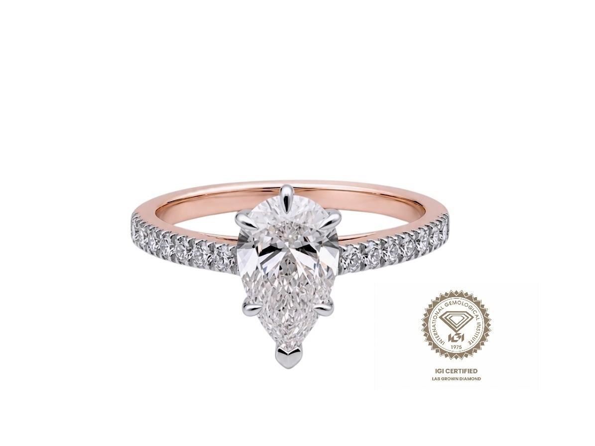 Prsten lab Pear 1.10ct round 0.20ct