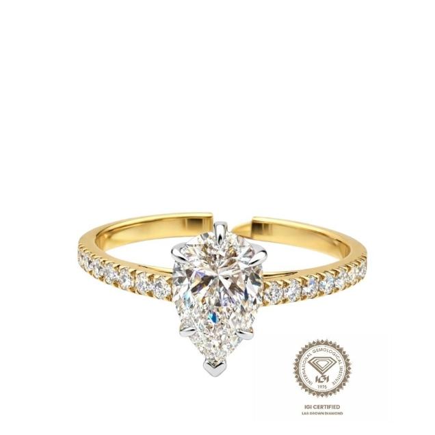 Prsten lab pear cut 1,10ct round 0,10ct