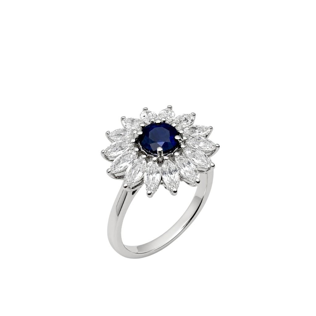 Prsten plavi safir 1.00ct beli safir 2.40ct