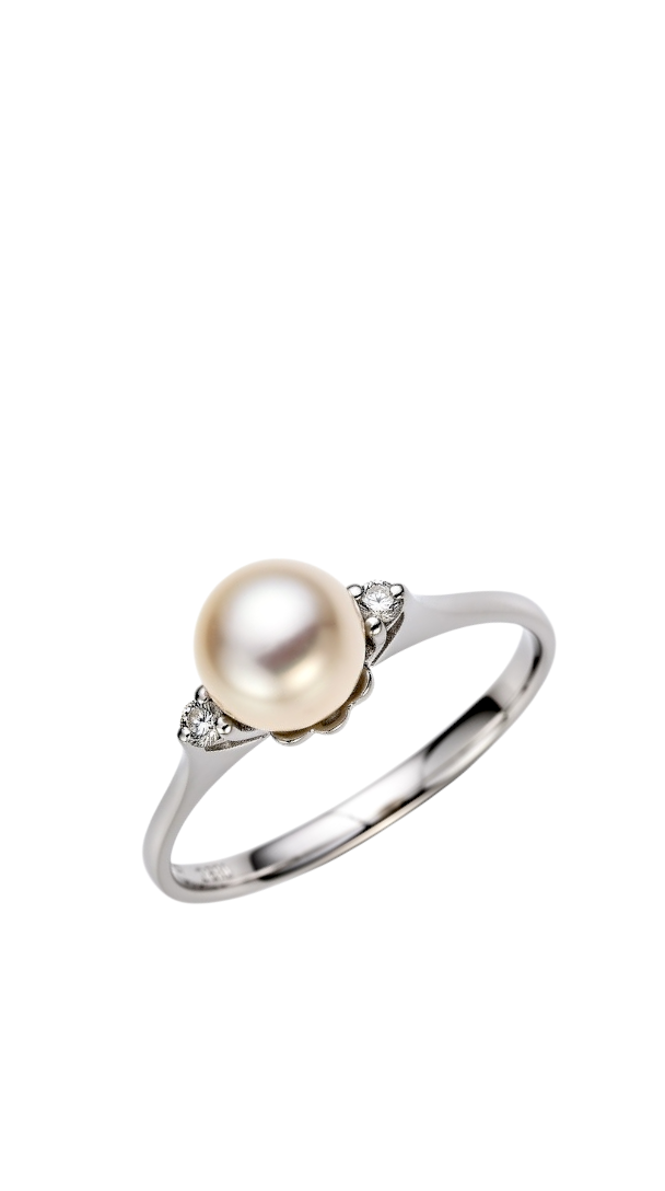 Prsten sa akoya biserom i brilijantima
