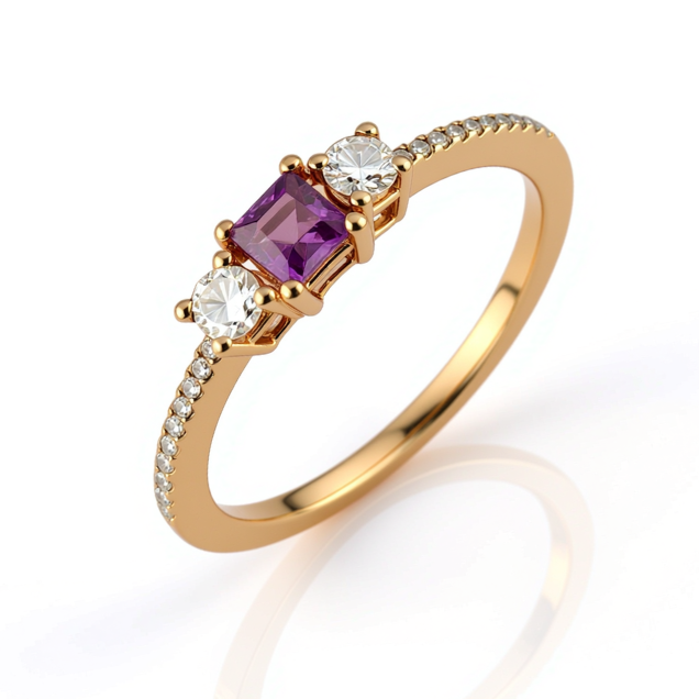 Prsten sa ametistom i brilijantom
