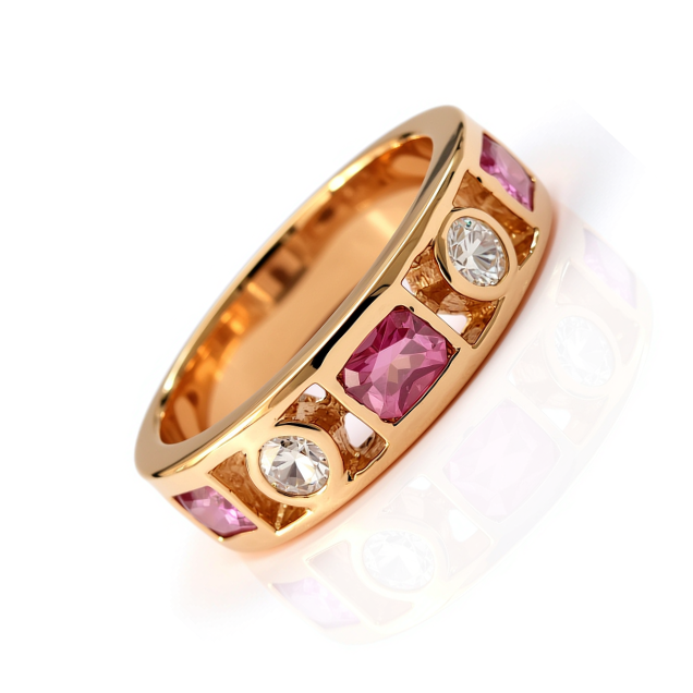 Prsten sa pink safirom i brilijantima