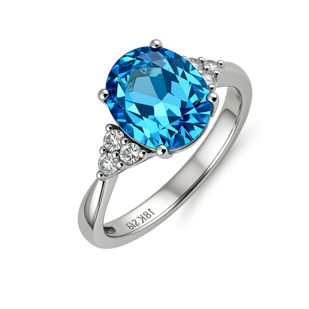 Prsten sa plavim topazom i brilijantima
