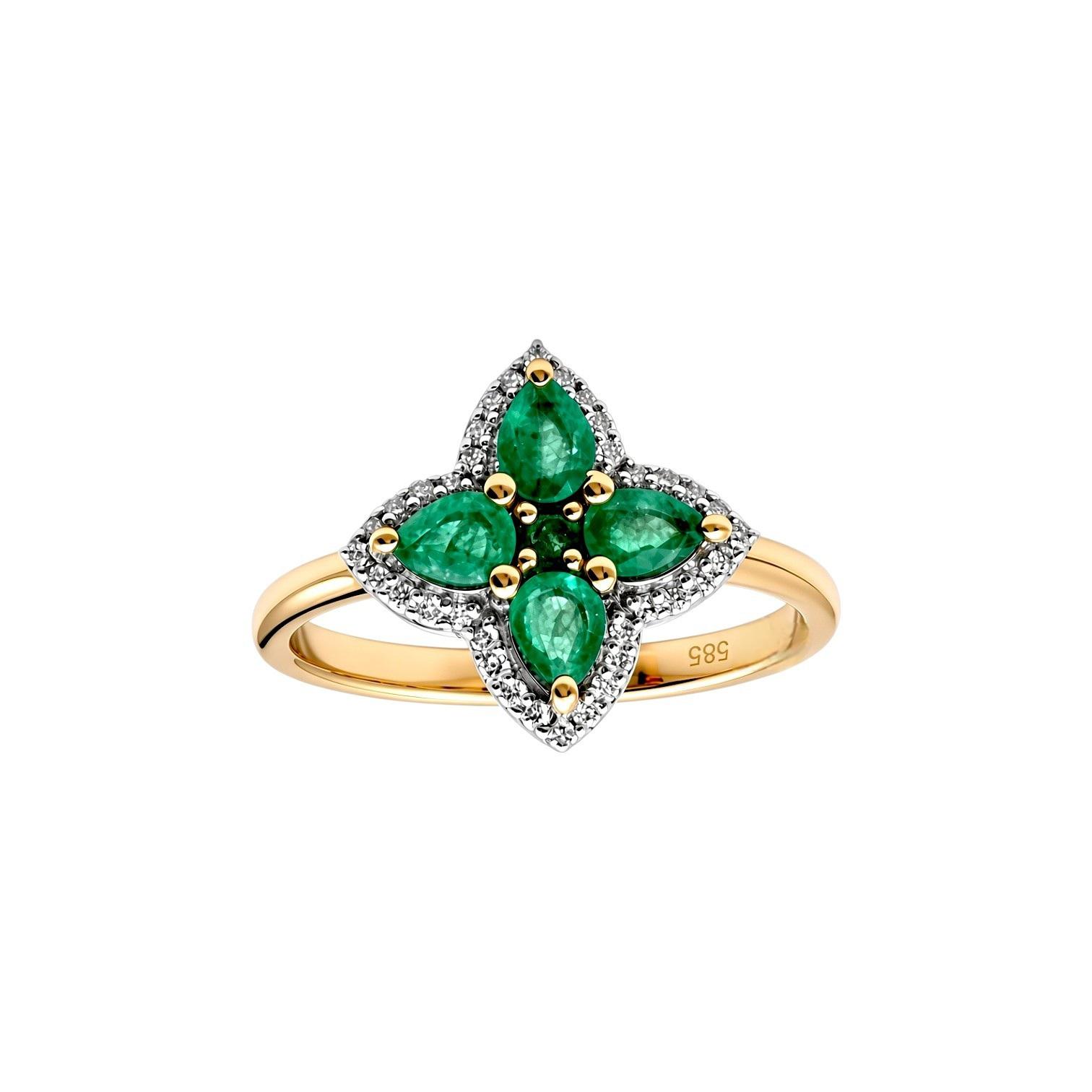 Prsten sa smaragdima 0.60ct i brilijantima 0.16ct