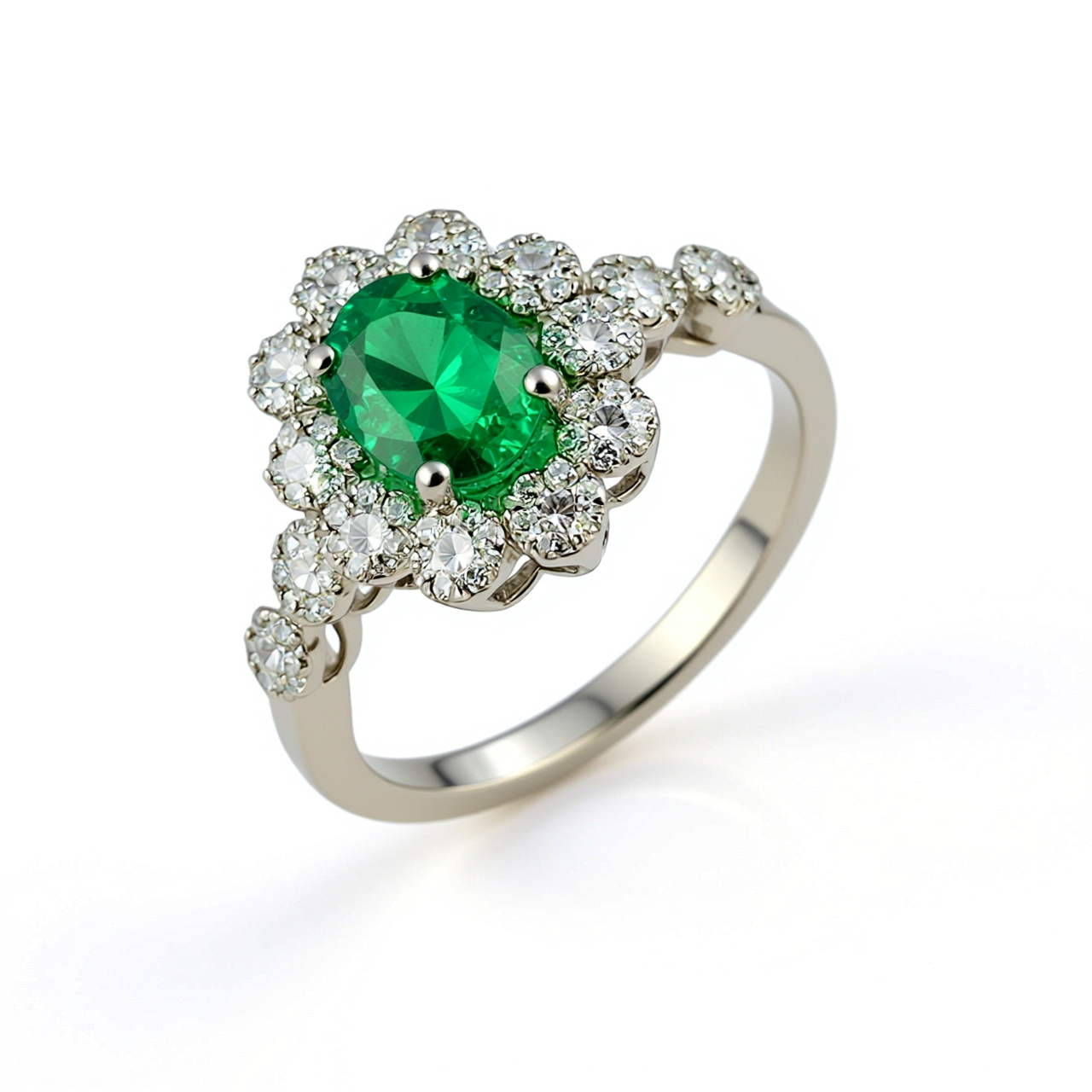 Prsten sa  smaragdom i brilijantima