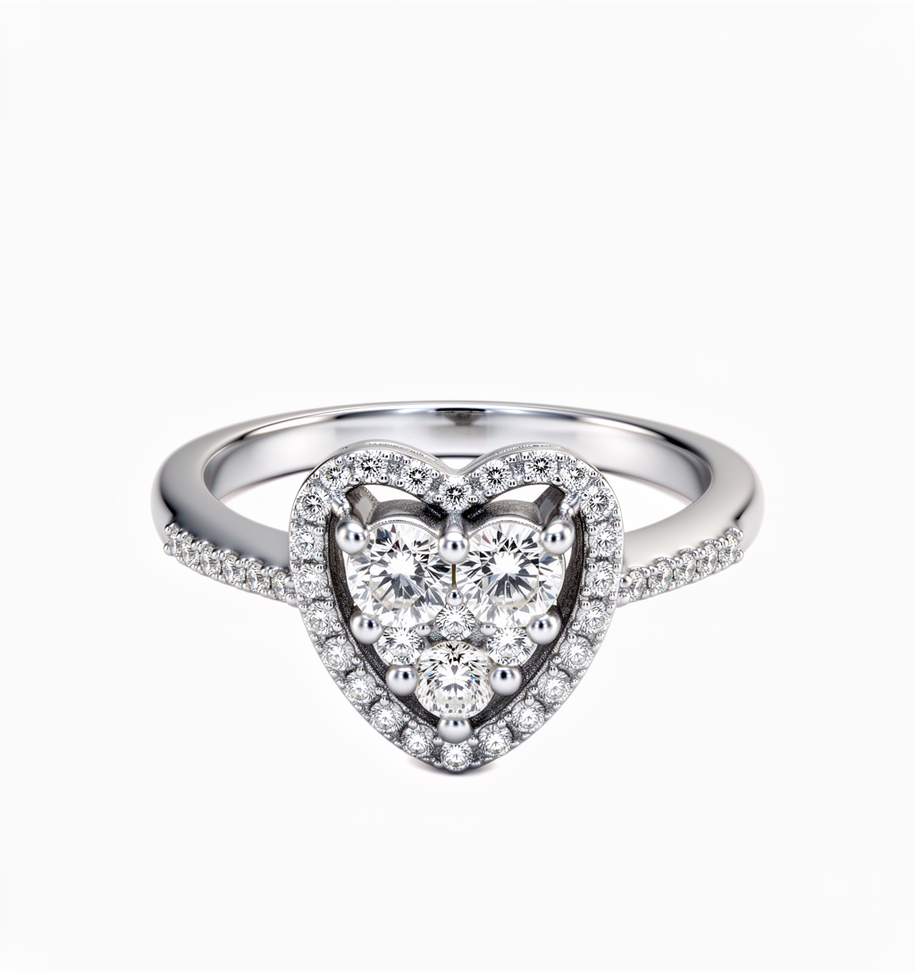 Prsten white diamond heart